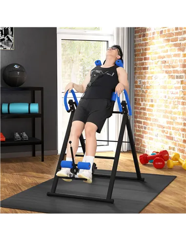 HOMCOM Gravity Inversion Table with Safety Belt Adjustable Hand Stand for Muscle Pain Relief, Blue