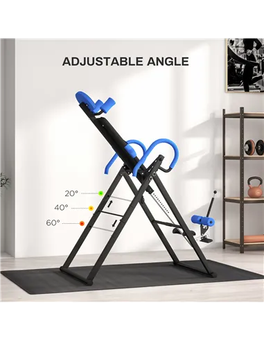 HOMCOM Gravity Inversion Table with Safety Belt Adjustable Hand Stand for Muscle Pain Relief, Blue