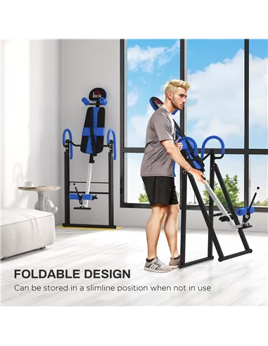 HOMCOM Gravity Inversion Table with Safety Belt Adjustable Hand Stand for Muscle Pain Relief, Blue