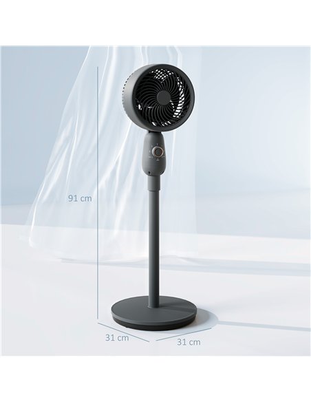 HOMCOM Pedestal Fan, Powerful Air Circulator, 12 Inch Floor Standing Fan with 3 Speed Settings, Oscillating Function for Bedroom