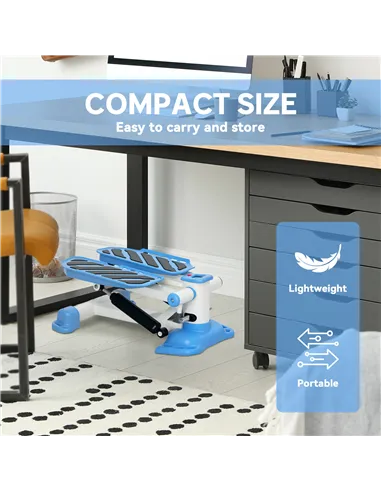 HOMCOM Portable Mini Stepper, Steppers for Exercise Workout with LCD Display Monitor, Anti-skid Foot Pedals for Home Gym Office,