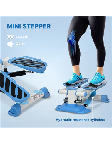 HOMCOM Portable Mini Stepper, Steppers for Exercise Workout with LCD Display Monitor, Anti-skid Foot Pedals for Home Gym Office,