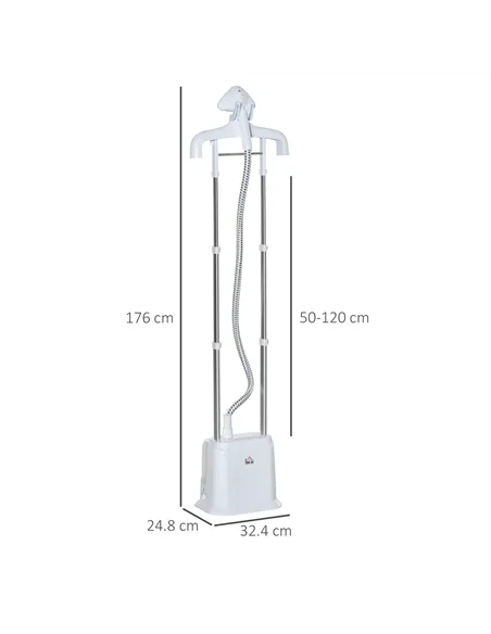 HOMCOM Upright Garment Clothes Steamer with 6 Steam Setting, 45s Fast Heat-up, 1.7L Water Tank and 35g/min steam flow, Wrinkle a