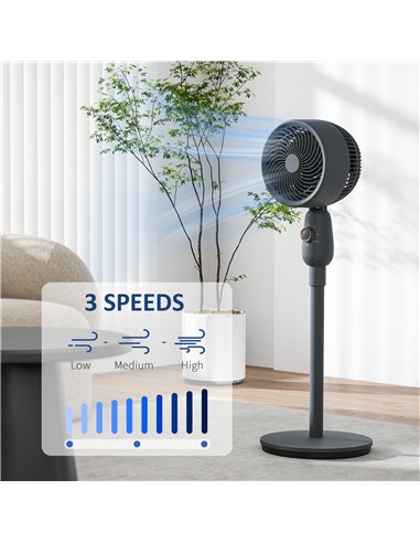 HOMCOM Pedestal Fan, Powerful Air Circulator, 12 Inch Floor Standing Fan with 3 Speed Settings, Oscillating Function for Bedroom
