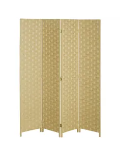 HOMCOM 4-Panel Room Dividers, Wave Fibre Freestanding Folding Privacy Screen Panels, Partition Wall Divider for Indoor Bedroom O
