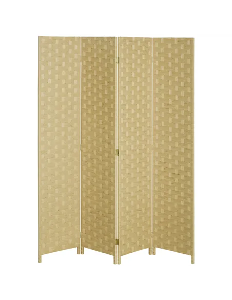 HOMCOM 4-Panel Room Dividers, Wave Fibre Freestanding Folding Privacy Screen Panels, Partition Wall Divider for Indoor Bedroom O