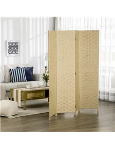 HOMCOM 4-Panel Room Dividers, Wave Fibre Freestanding Folding Privacy Screen Panels, Partition Wall Divider for Indoor Bedroom O 2