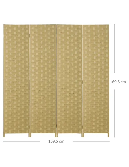 HOMCOM 4-Panel Room Dividers, Wave Fibre Freestanding Folding Privacy Screen Panels, Partition Wall Divider for Indoor Bedroom O