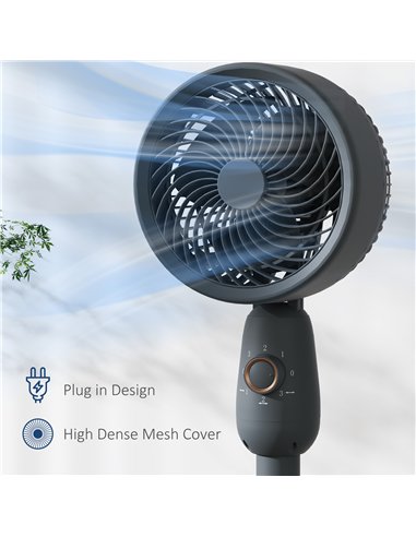 HOMCOM Pedestal Fan, Powerful Air Circulator, 12 Inch Floor Standing Fan with 3 Speed Settings, Oscillating Function for Bedroom