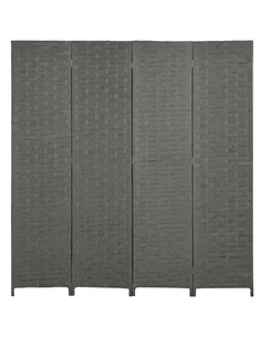 HOMCOM 4-Panel Room Dividers, Wave Fibre Freestanding Folding Privacy Screen Panels, Partition Wall Divider for Indoor Bedroom O
