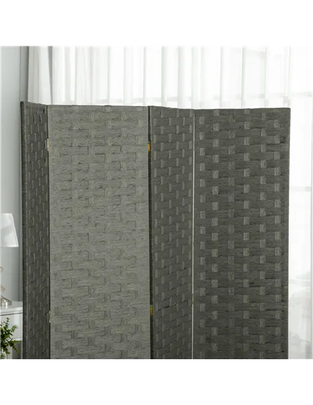 HOMCOM 4-Panel Room Dividers, Wave Fibre Freestanding Folding Privacy Screen Panels, Partition Wall Divider for Indoor Bedroom O