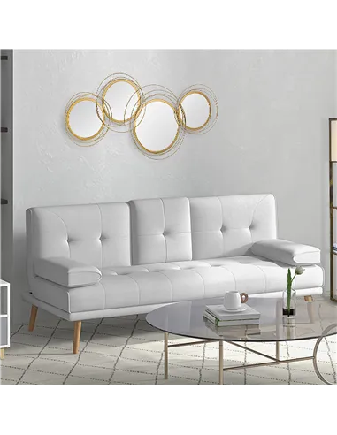 HOMCOM Metal Wall Mirrors, 107cm Modern Decorative Gold Mirror Decor Hanging, Home Wall Sculptures for Living Room Bedroom Dinin