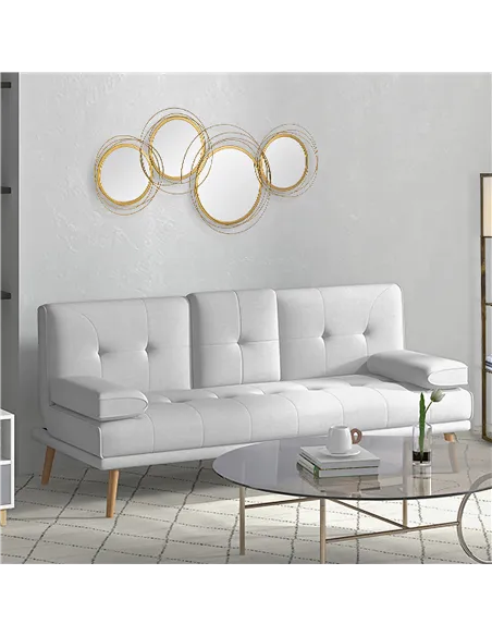 HOMCOM Metal Wall Mirrors, 107cm Modern Decorative Gold Mirror Decor Hanging, Home Wall Sculptures for Living Room Bedroom Dinin