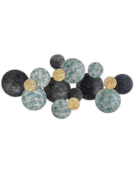 HOMCOM 3D Metal Wall Art Modern Circle Hanging Wall Sculptures Home Decor for Living Room Bedroom Dining Room, Blue Black Gold