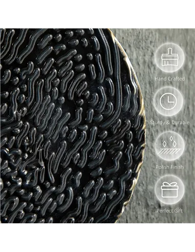 HOMCOM 3D Metal Wall Art Modern Circle Hanging Wall Sculptures Home Decor for Living Room Bedroom Dining Room, Blue Black Gold