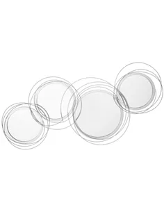 HOMCOM Metal Wall Mirrors, 107cm Modern Decorative Silver Mirror Decor Hanging, Home Wall Sculptures for Living Room Bedroom Din