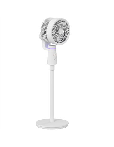 HOMCOM Pedestal Air Circulation Fan with Oscillating, Light Off, White