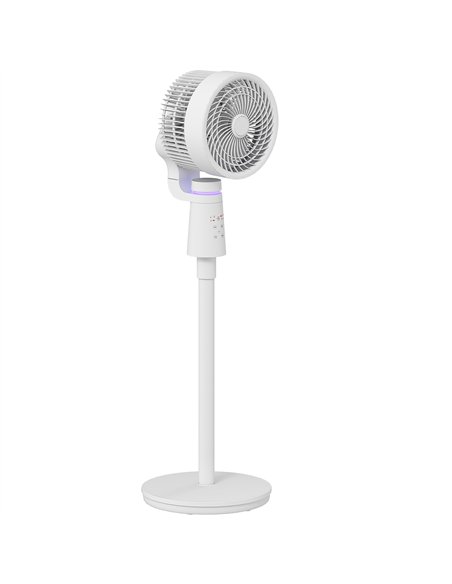 HOMCOM Pedestal Air Circulation Fan with Oscillating, Light Off, White