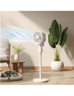 HOMCOM Pedestal Air Circulation Fan with Oscillating, Light Off, White 2