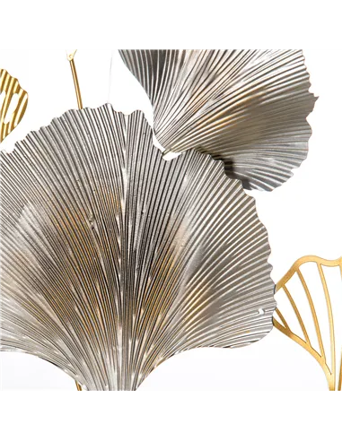 HOMCOM 3D Metal Wall Art Modern Ginkgo Leaves Hanging Wall Sculptures Home Decor for Living Room Bedroom Dining Room, Gold