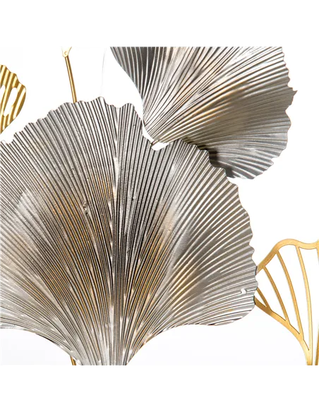 HOMCOM 3D Metal Wall Art Modern Ginkgo Leaves Hanging Wall Sculptures Home Decor for Living Room Bedroom Dining Room, Gold