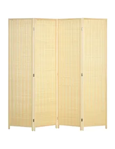 HOMCOM 4 Panel Folding Room Divider Screen, Wall Panel Privacy Furniture, Freestanding Paravent Partition Separator for Living R