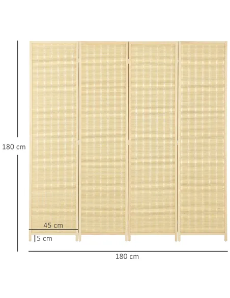 HOMCOM 4 Panel Folding Room Divider Screen, Wall Panel Privacy Furniture, Freestanding Paravent Partition Separator for Living R