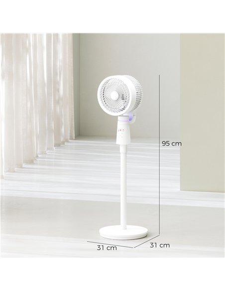 HOMCOM Pedestal Air Circulation Fan with Oscillating, Light Off, White