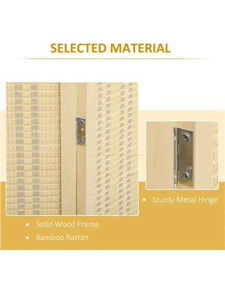 HOMCOM 4 Panel Folding Room Divider Screen, Wall Panel Privacy Furniture, Freestanding Paravent Partition Separator for Living R