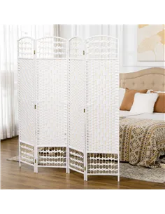 HOMCOM 4 Panel Folding Room Divider, Privacy Screen, Freestanding Paravent Partition Separator for Living Room, Bedroom and Offi 2