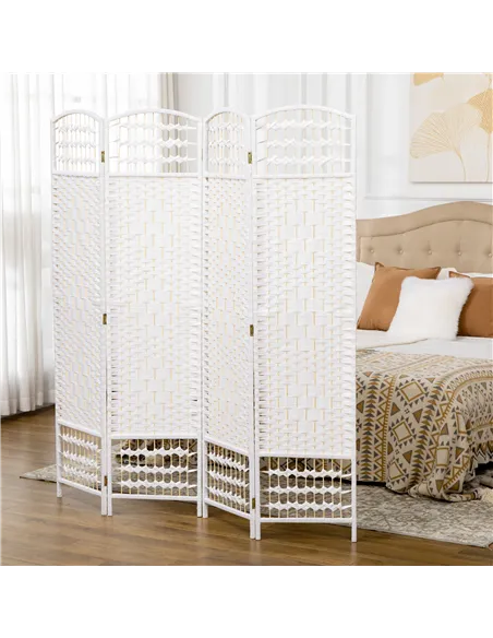 HOMCOM 4 Panel Folding Room Divider, Privacy Screen, Freestanding Paravent Partition Separator for Living Room, Bedroom and Offi