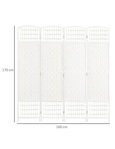 HOMCOM 4 Panel Folding Room Divider, Privacy Screen, Freestanding Paravent Partition Separator for Living Room, Bedroom and Offi