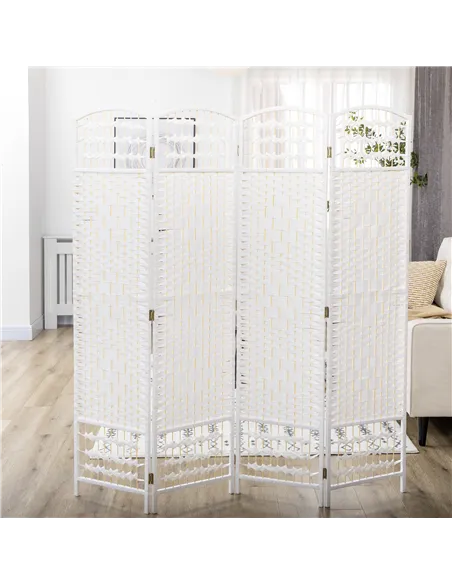 HOMCOM 4 Panel Folding Room Divider, Privacy Screen, Freestanding Paravent Partition Separator for Living Room, Bedroom and Offi