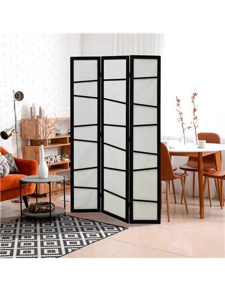 HOMCOM 3 Panel Room Divider, Wooden Folding Privacy Screen, Freestanding Wall Partition Separator for Bedroom, White