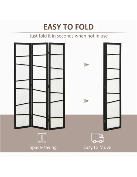 HOMCOM 3 Panel Room Divider, Wooden Folding Privacy Screen, Freestanding Wall Partition Separator for Bedroom, White