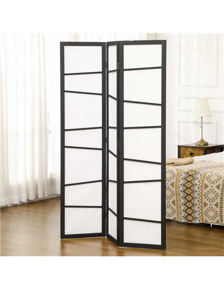 HOMCOM 3 Panel Room Divider, Wooden Folding Privacy Screen, Freestanding Wall Partition Separator for Bedroom, White