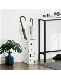 HOMCOM Six-Umbrella Steel Holder Stand - White 2