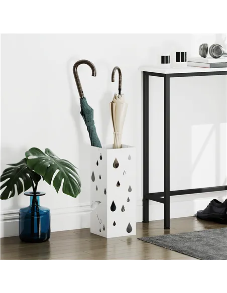 HOMCOM Six-Umbrella Steel Holder Stand - White