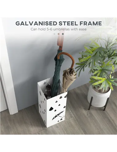 HOMCOM Six-Umbrella Steel Holder Stand - White