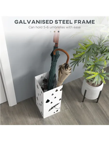 HOMCOM Six-Umbrella Steel Holder Stand - White