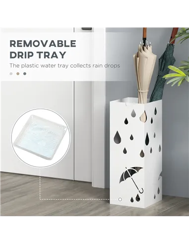 HOMCOM Six-Umbrella Steel Holder Stand - White