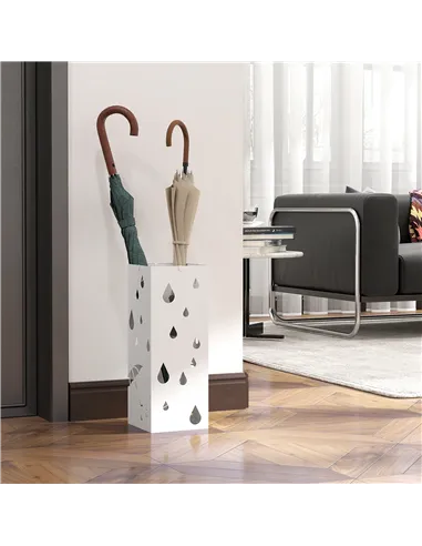 HOMCOM Six-Umbrella Steel Holder Stand - White