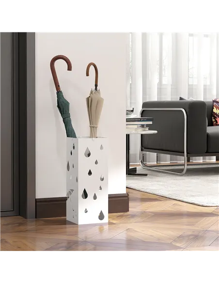 HOMCOM Six-Umbrella Steel Holder Stand - White