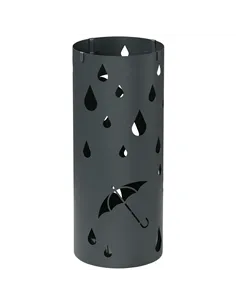 HOMCOM Freestanding Umbrella Stand for Hallway, Round Umbrella Basket with 4 Hooks and Drip Tray for Entryway, Dark Grey
