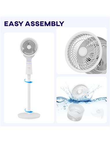 HOMCOM Pedestal Air Circulation Fan with Oscillating, Light Off, White