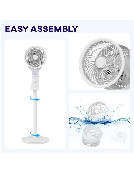 HOMCOM Pedestal Air Circulation Fan with Oscillating, Light Off, White