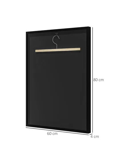 HOMCOM 60 x 80cm Shirt Display Frame, with Inner Hook and Hanger - Black