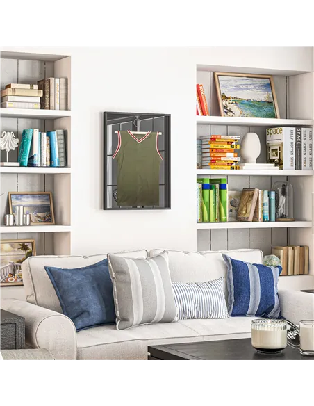 HOMCOM 60 x 80cm Shirt Display Frame, with Inner Hook and Hanger - Black