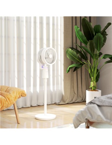 HOMCOM Pedestal Air Circulation Fan with Oscillating, Light Off, White