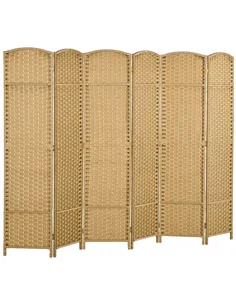 HOMCOM 6 Panel Folding Room Divider, Freestanding Privacy Screen for Living Room, Bedroom and Office, 240 x 170cm, Natural
